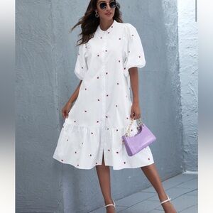 White Floral Embroidered Dress